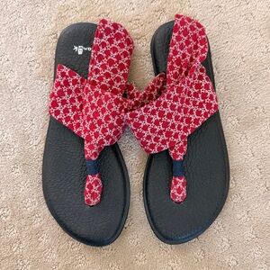 Sanuk Sling Red Women's Sandals Flip Flops 8